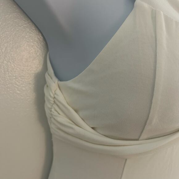 OGL Women's Flowy Criss Cross Off Shoulder Midi Brami Dress Pure White L New - Picture 4 of 8